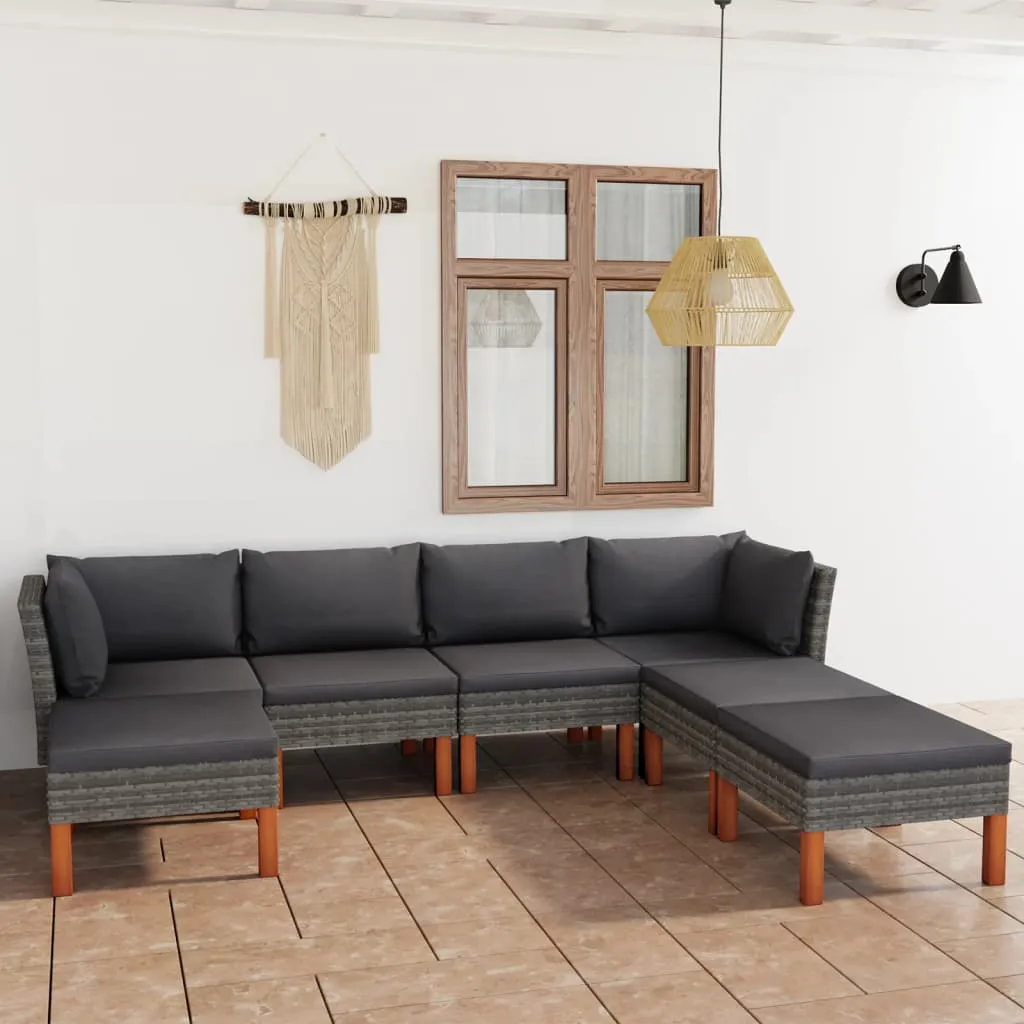 vidaXL Set Divani da Giardino 7 pz con Cuscini in Polyrattan Grigio