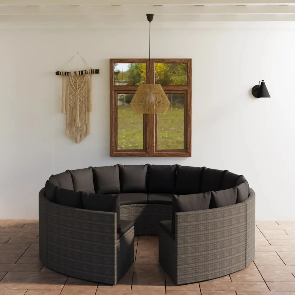 vidaXL Set Divani da Giardino 8 pz con Cuscini in Polyrattan Grigio