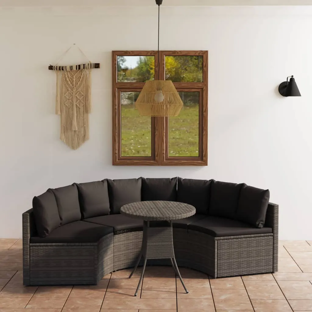 vidaXL Set Divani da Giardino 5 pz con Cuscini in Polyrattan Grigio