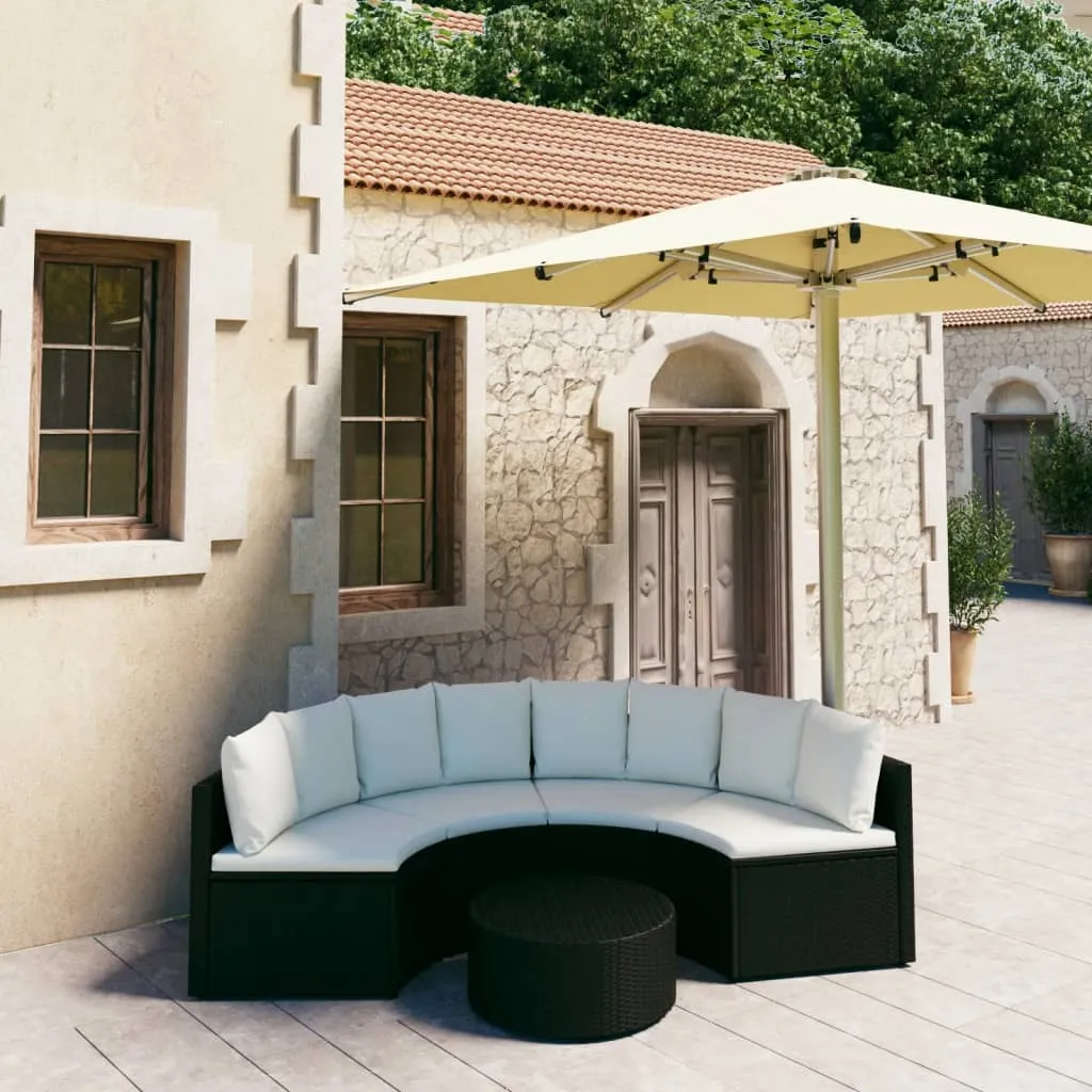 vidaXL Set Divani da Giardino 5 pz con Cuscini in Polyrattan Nero