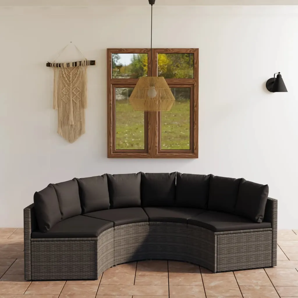 vidaXL Set Divani da Giardino 4 pz con Cuscini in Polyrattan Grigio