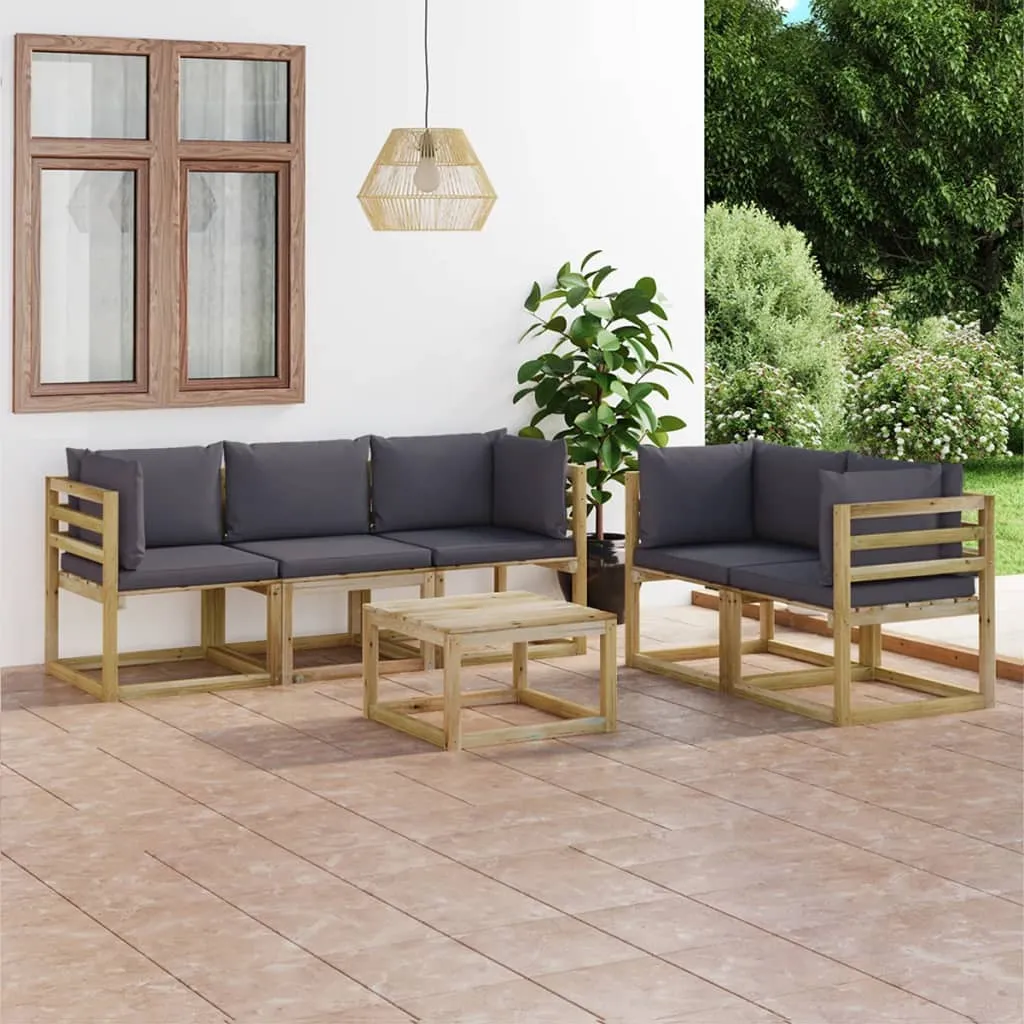 vidaXL Set Salotto da Giardino 6 pz con Cuscini Antracite