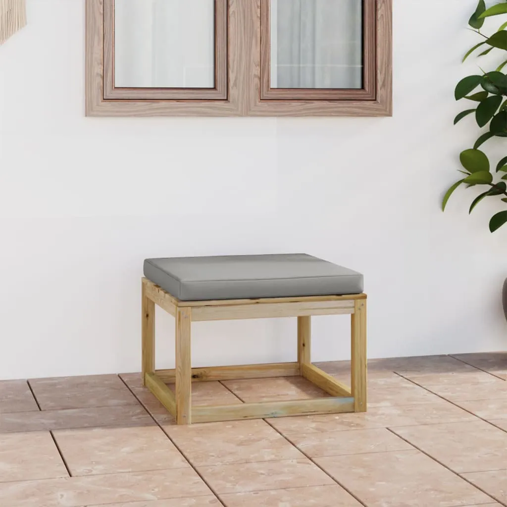 vidaXL Ottomana da Giardino con Cuscino in Legno Impregnato Verde