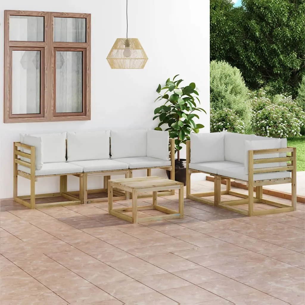 vidaXL Set Salotto da Giardino 6 pz con Cuscini Crema