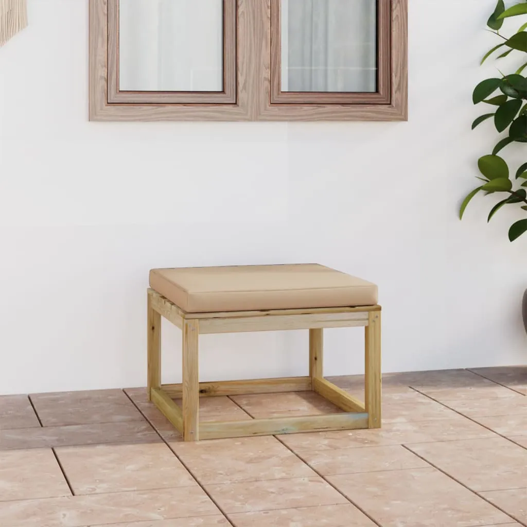 vidaXL Ottomana da Giardino con Cuscino in Legno Impregnato Verde