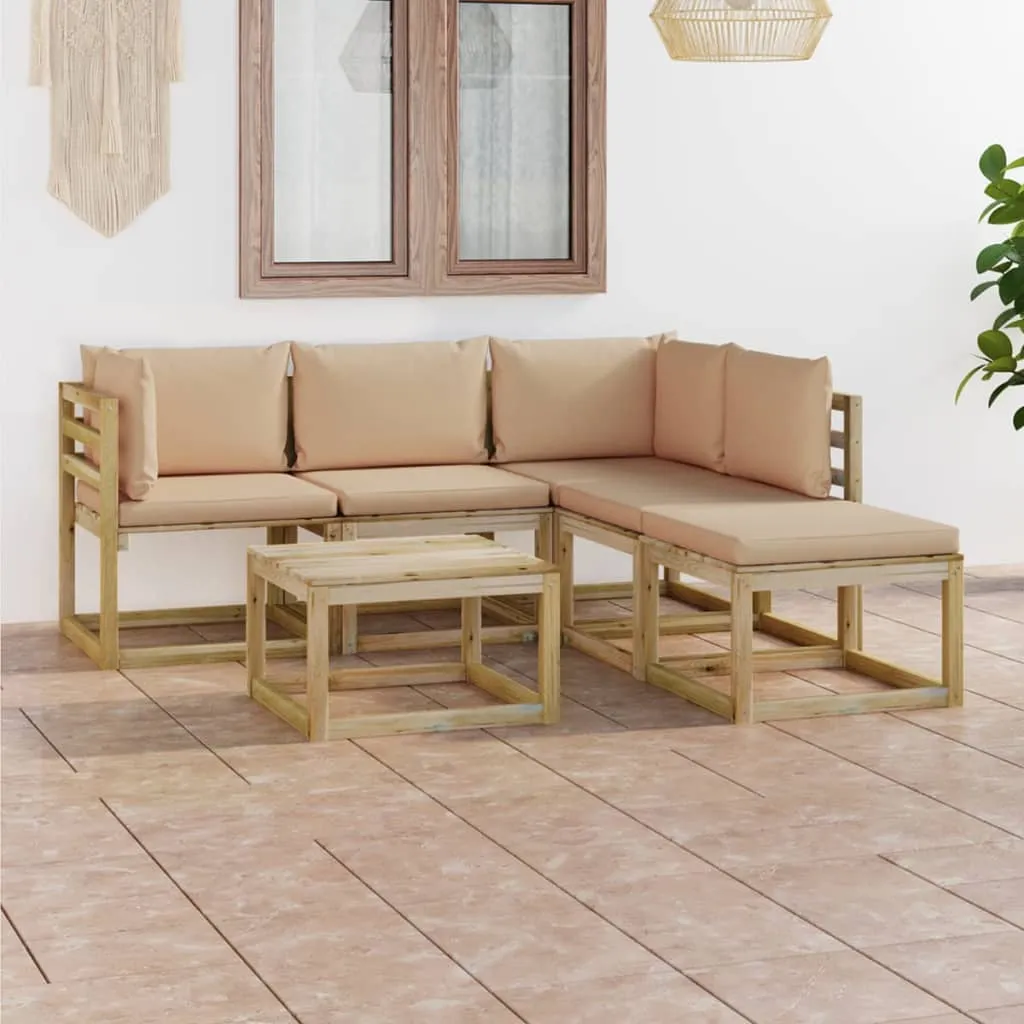 vidaXL Set Salotto da Giardino 6 pz con Cuscini Beige