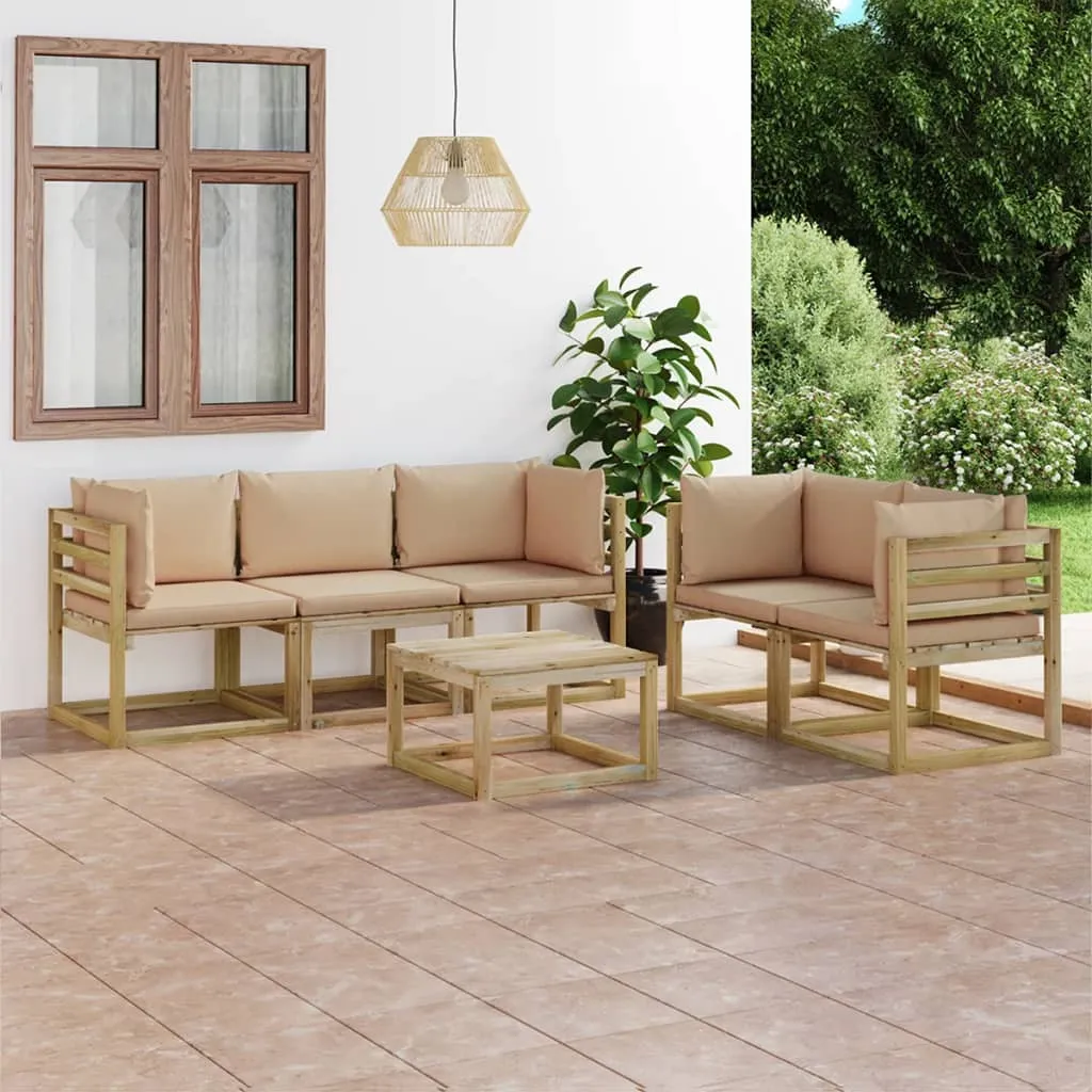 vidaXL Set Salotto da Giardino 6 pz con Cuscini Beige