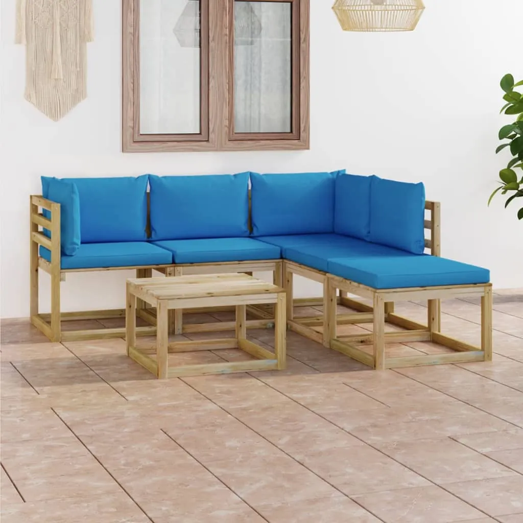 vidaXL Set Salotto da Giardino 6 pz con Cuscini Blu Chiaro