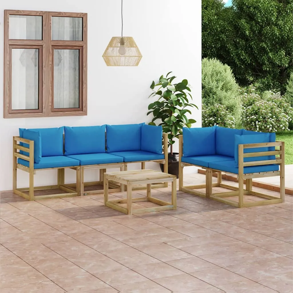 vidaXL Set Salotto da Giardino 6 pz con Cuscini Blu Chiaro