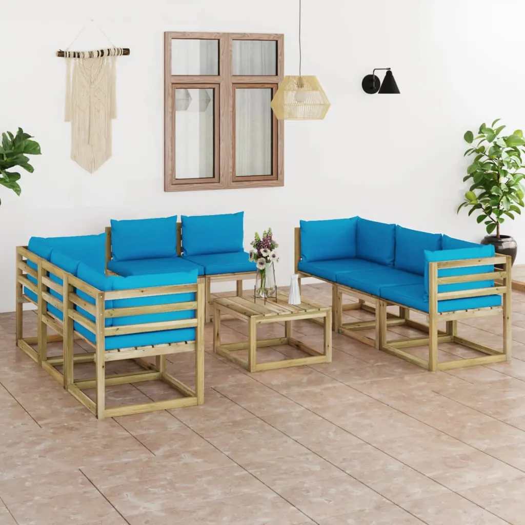 vidaXL Set Salotto Giardino con Cuscini 9 pz in Pino Impregnato