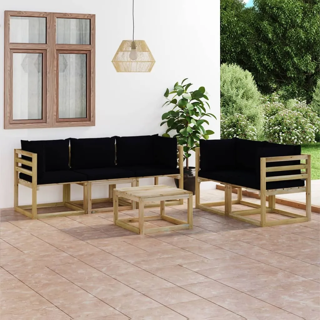 vidaXL Set Salotto da Giardino 6 pz con Cuscini Neri