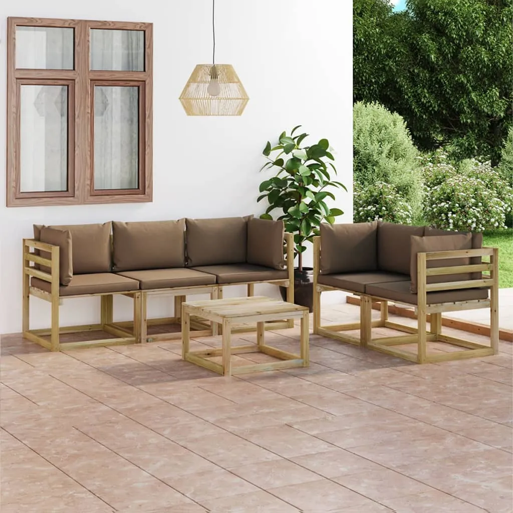 vidaXL Set Salotto da Giardino 6 pz con Cuscini Tortora