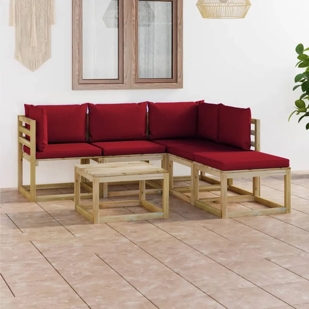 vidaXL Set Salotto da Giardino 6 pz con Cuscini Rosso Vino