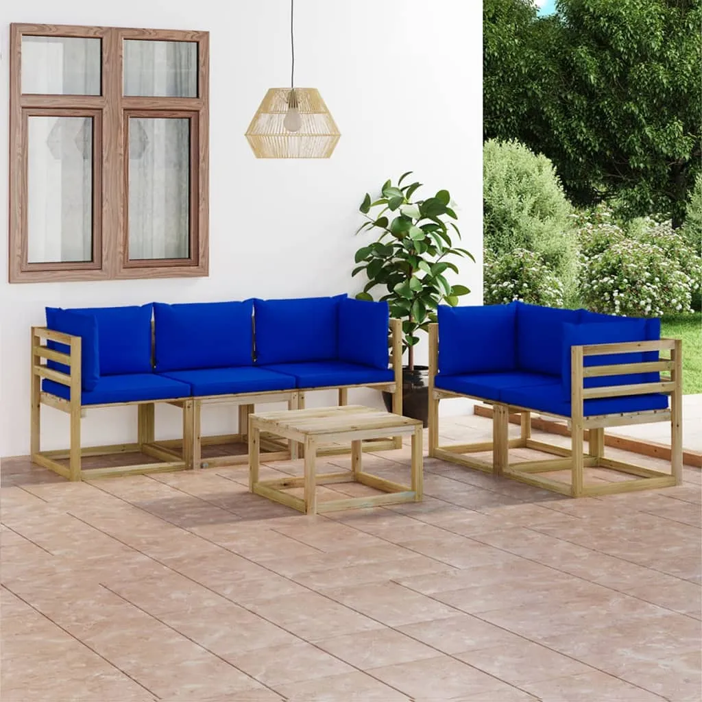 vidaXL Set Salotto da Giardino 6 pz con Cuscini Blu