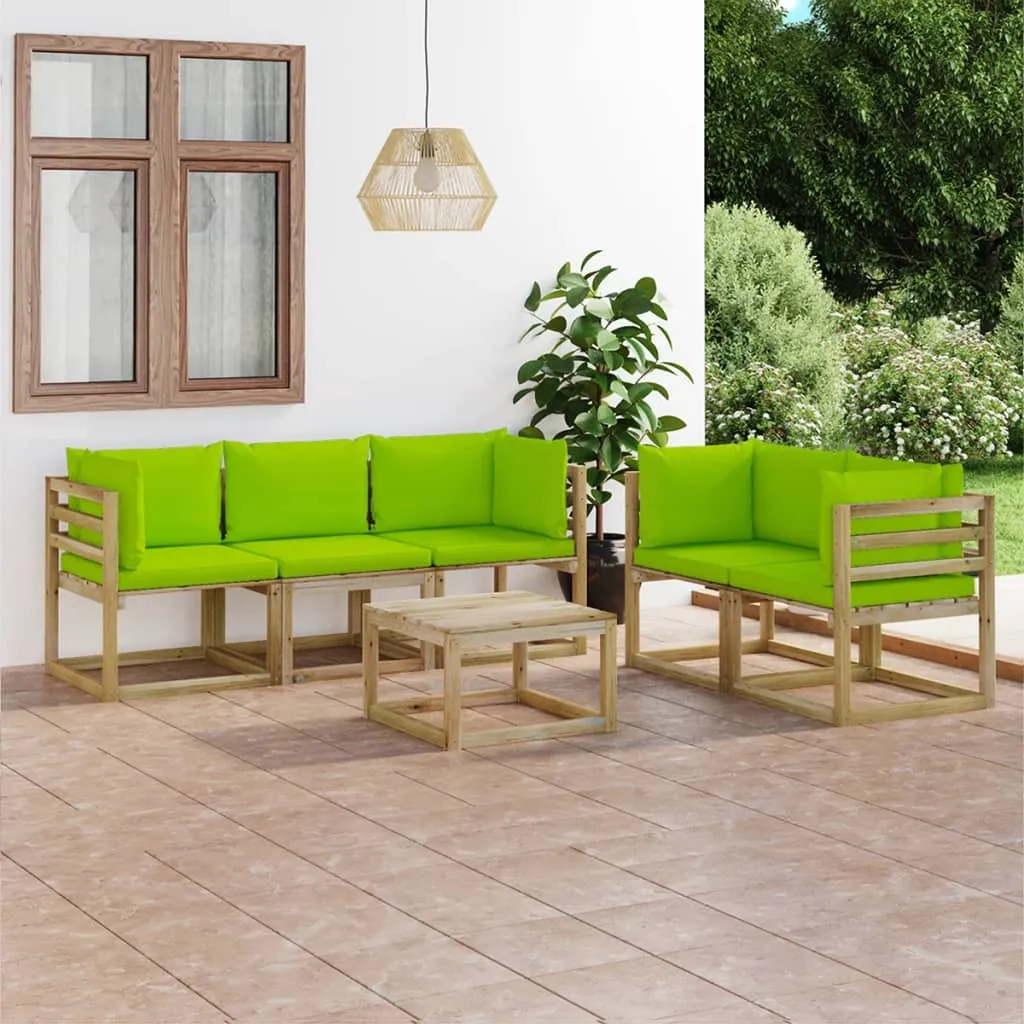 vidaXL Set Salotto da Giardino 6 pz con Cuscini Verde Chiaro