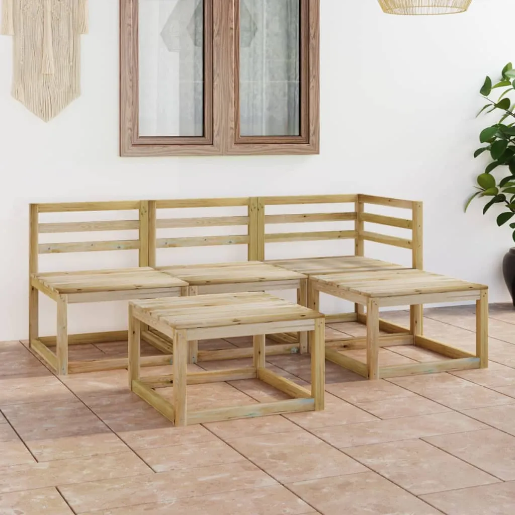 vidaXL Set Salotto da Giardino 5 pz in Legno di Pino Impregnato Verde