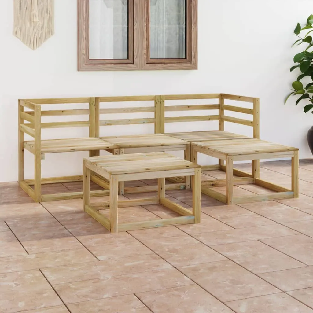 vidaXL Set Salotto da Giardino 5 pz in Legno di Pino Impregnato Verde