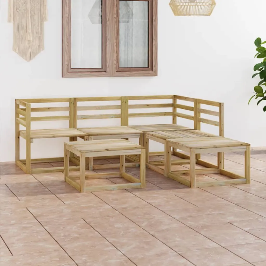 vidaXL Set Salotto da Giardino 6 pz in Legno di Pino Impregnato Verde