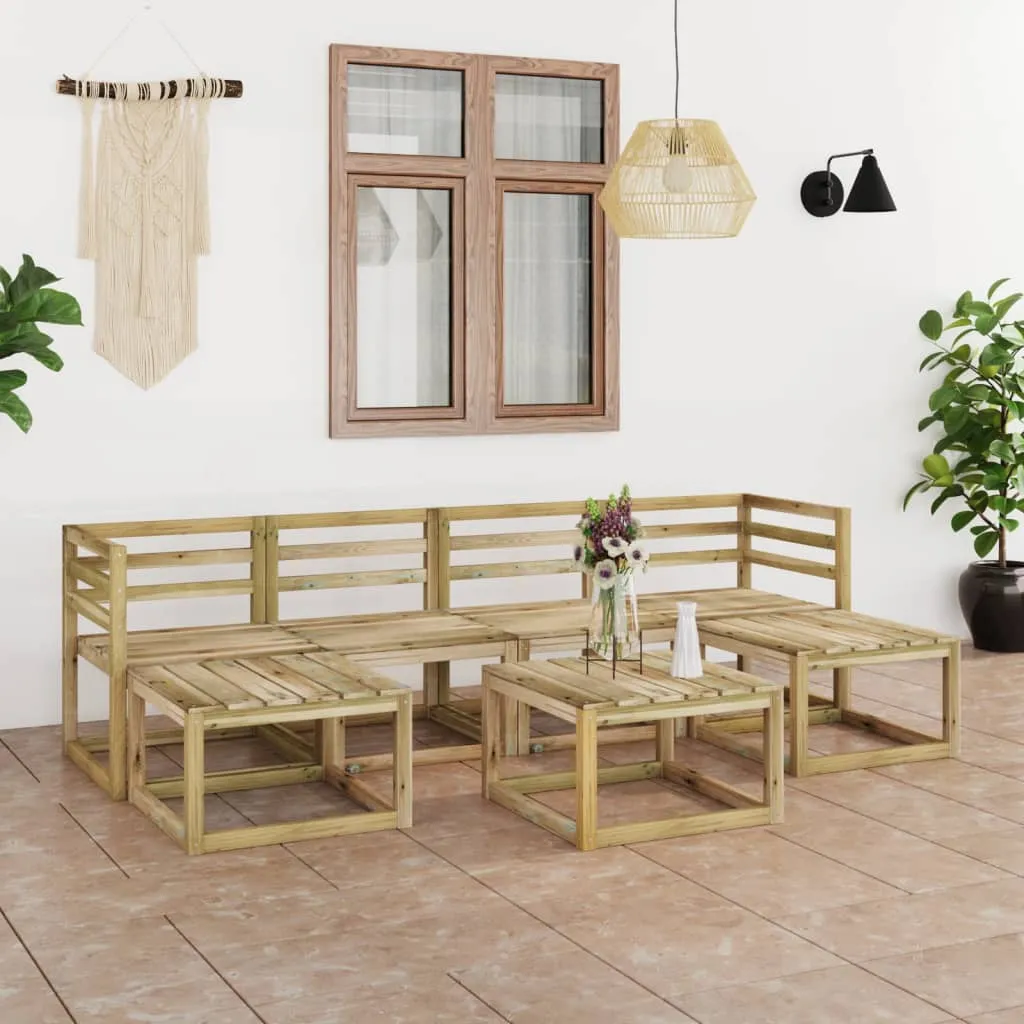 vidaXL Set Salotto da Giardino 7 pz in Legno di Pino Impregnato Verde