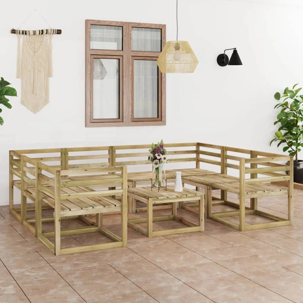 vidaXL Set Divani da Giardino 9 pz in Legno di Pino Impregnato Verde