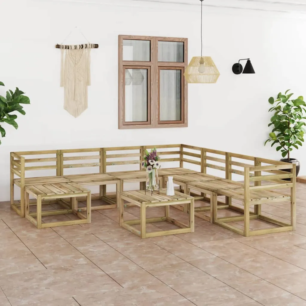 vidaXL Set Salotto da Giardino 9 pz in Legno di Pino Impregnato Verde