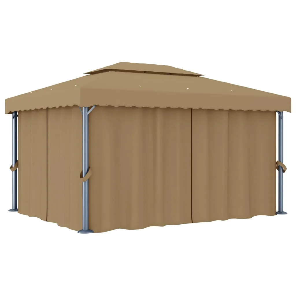 vidaXL Gazebo con Tende 4x3 cm Grigio Talpa in Alluminio