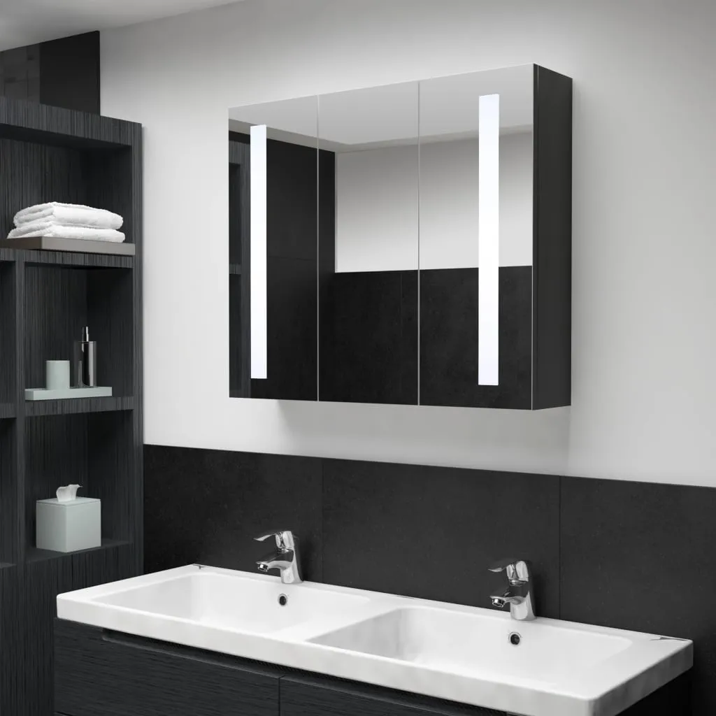 vidaXL Armadietto Bagno con Specchio e LED 89x14x62 cm