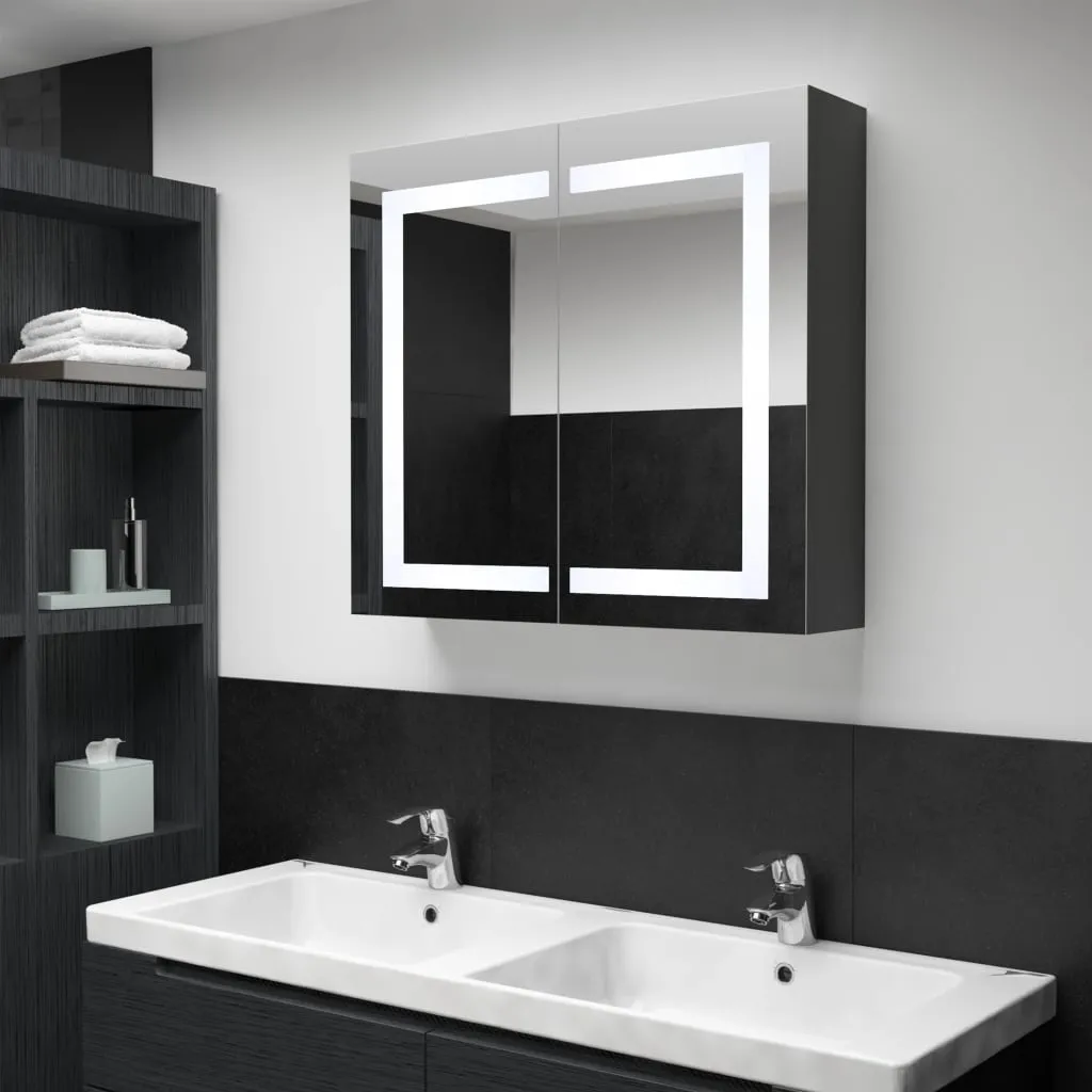 vidaXL Armadietto Bagno con Specchio e LED 80x12,2x68 cm