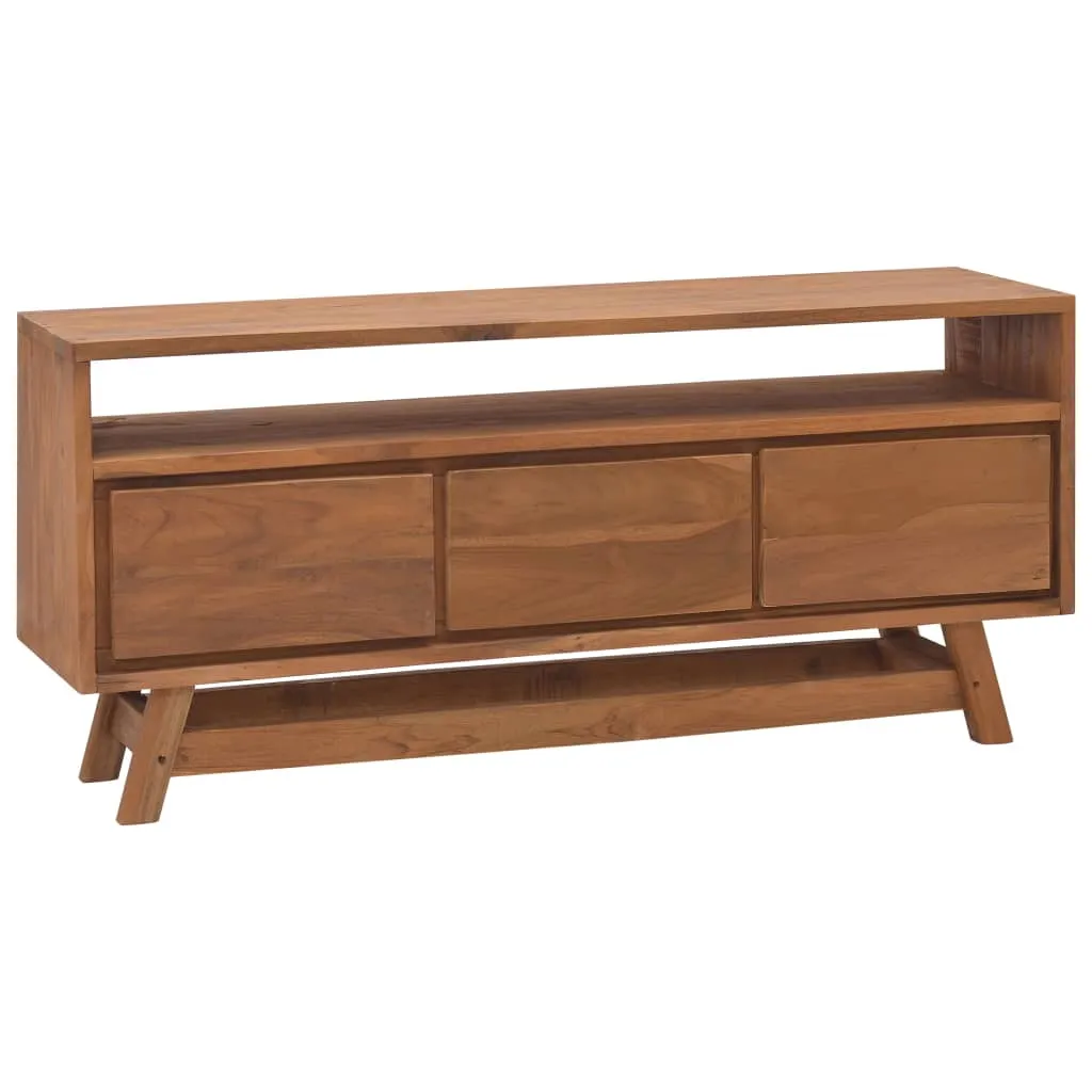 vidaXL Mobile Porta TV 110x30x50 cm in Legno Massello di Teak