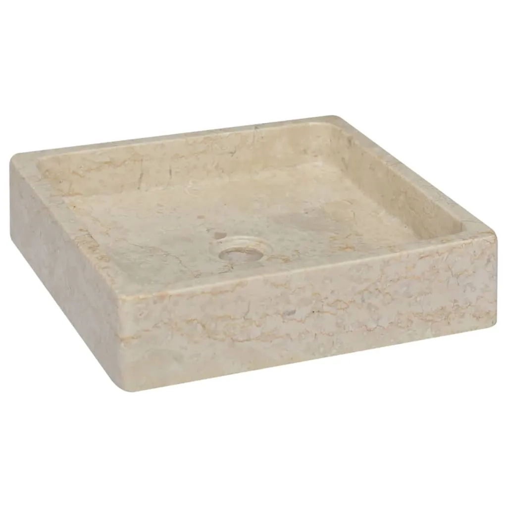 vidaXL Lavandino Crema 40x40x10 cm in Marmo