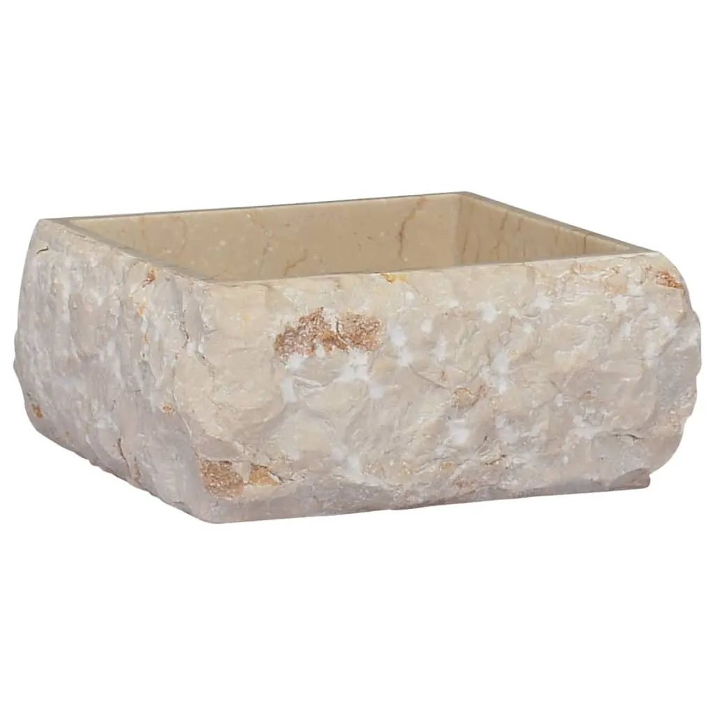 vidaXL Lavandino Crema 30x30x13 cm in Marmo