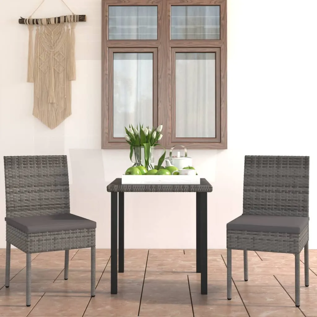 vidaXL Set da Pranzo da Giardino 3 pz in Polyrattan Grigio