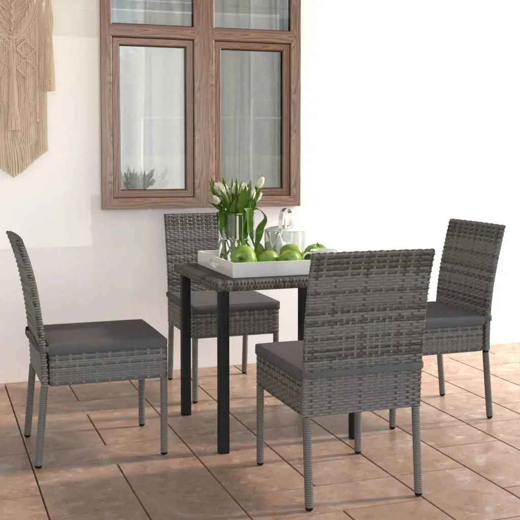 vidaXL Set da Pranzo da Giardino 5 pz in Polyrattan Grigio