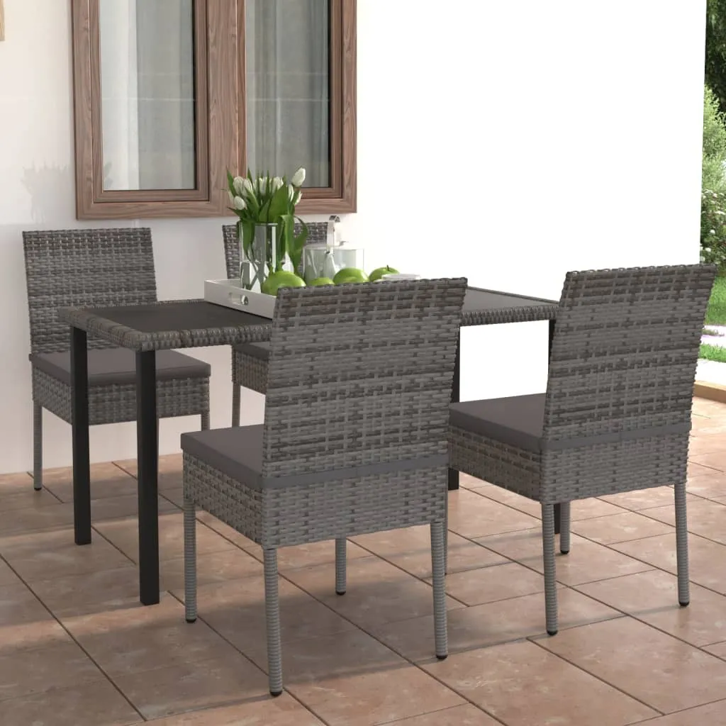 vidaXL Set da Pranzo da Giardino 5 pz in Polyrattan Grigio