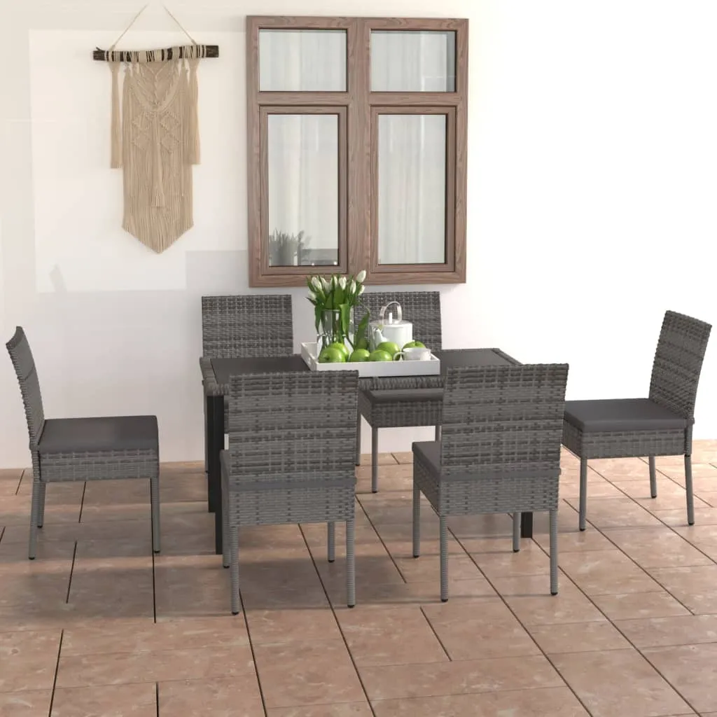 vidaXL Set da Pranzo da Giardino 7 pz in Polyrattan Grigio