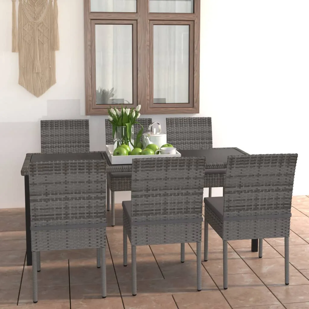 vidaXL Set da Pranzo da Giardino 7 pz in Polyrattan Grigio