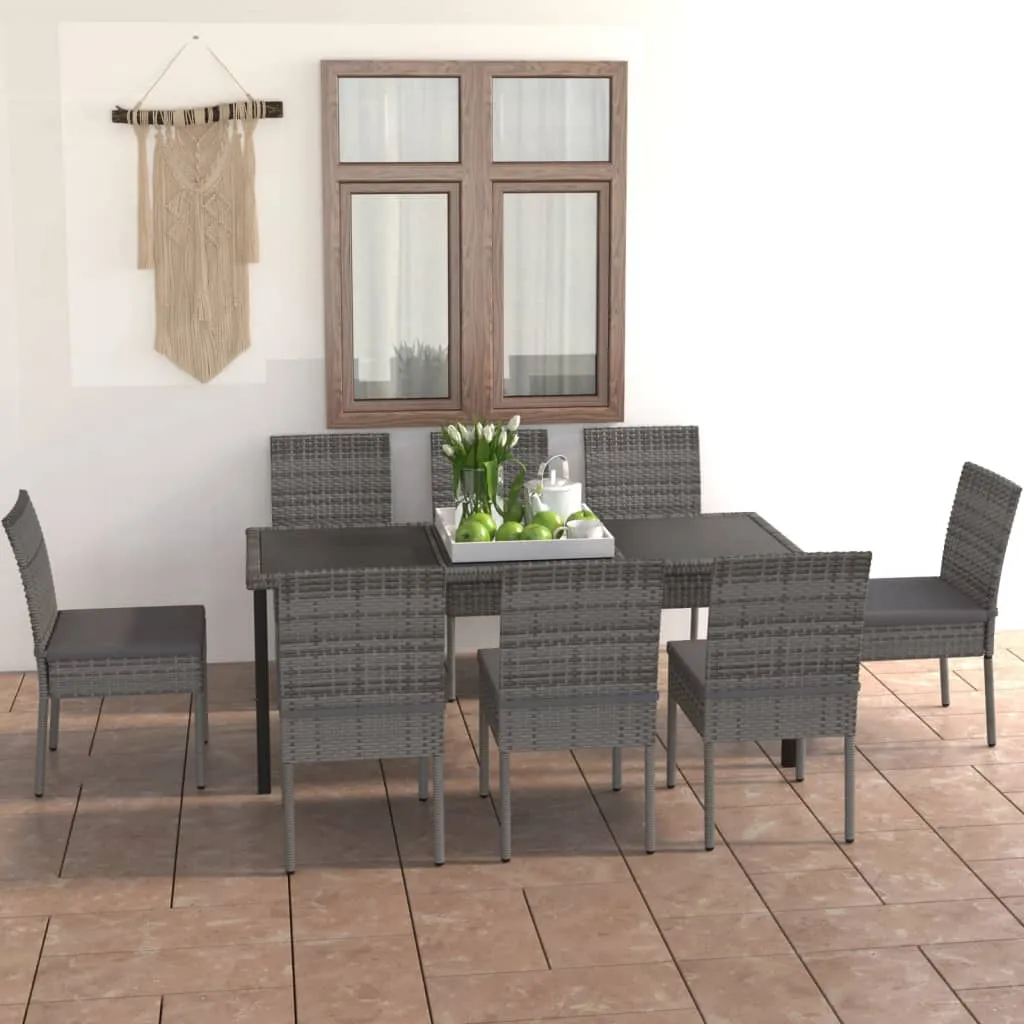 vidaXL Set da Pranzo da Giardino 9 pz in Polyrattan Grigio