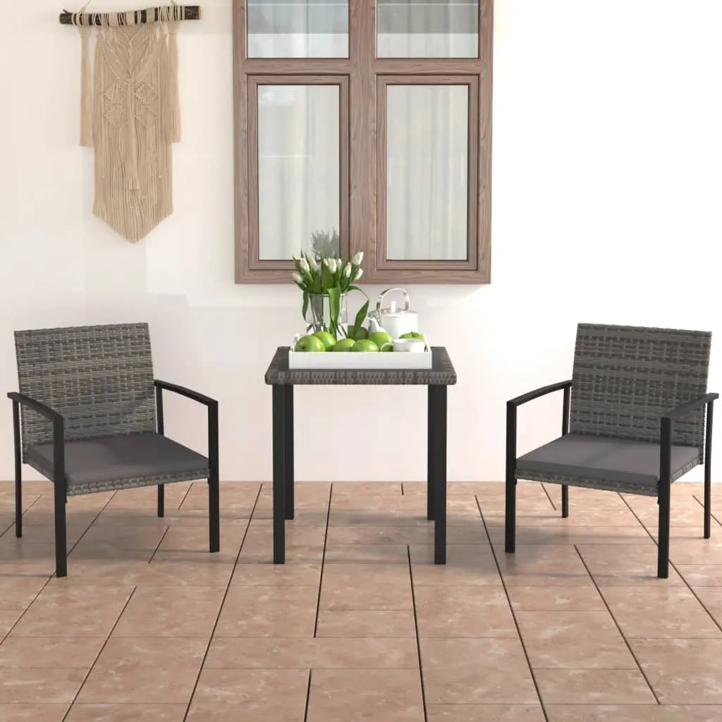 vidaXL Set da Pranzo da Giardino 3 pz in Polyrattan Grigio