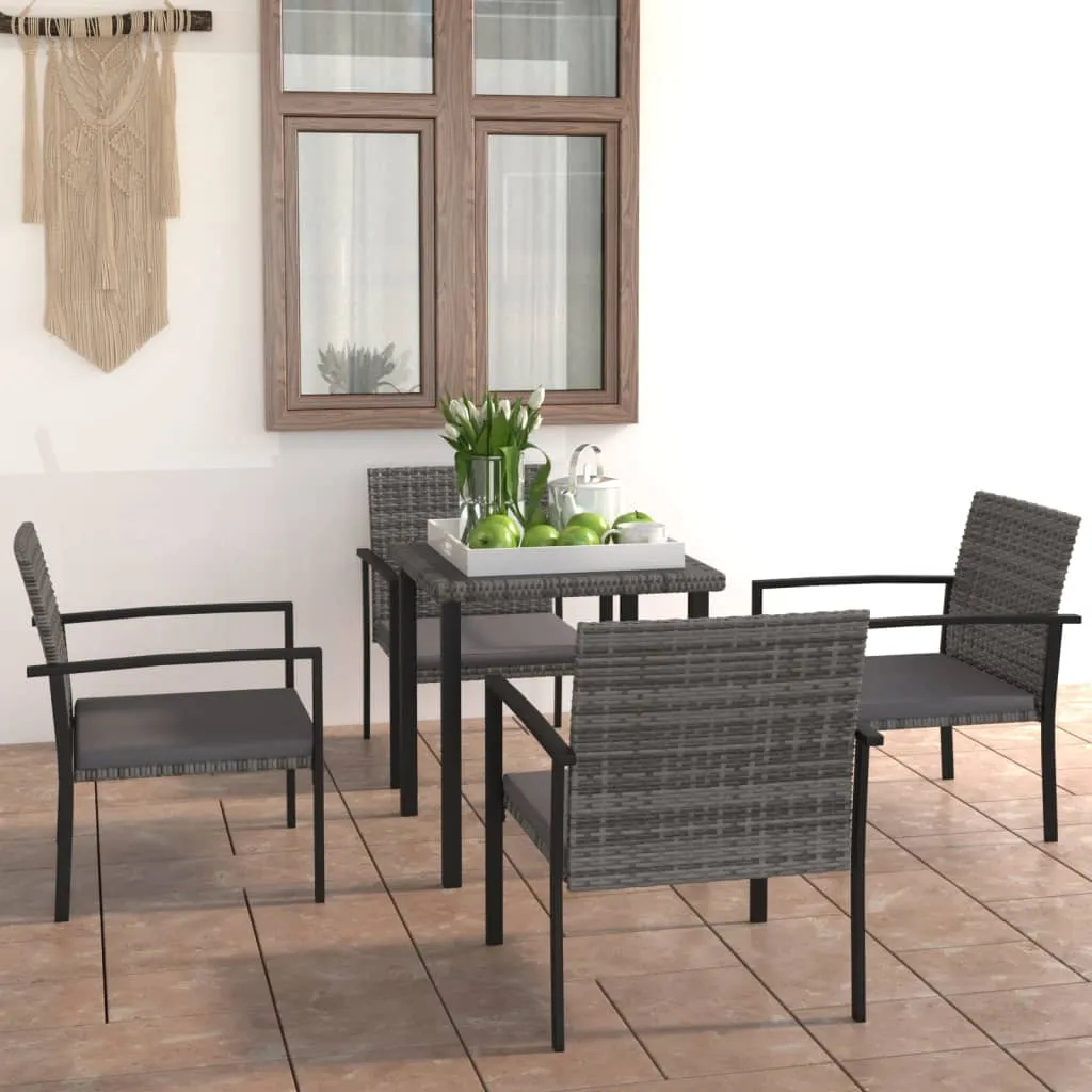 vidaXL Set da Pranzo da Giardino 5 pz in Polyrattan Grigio