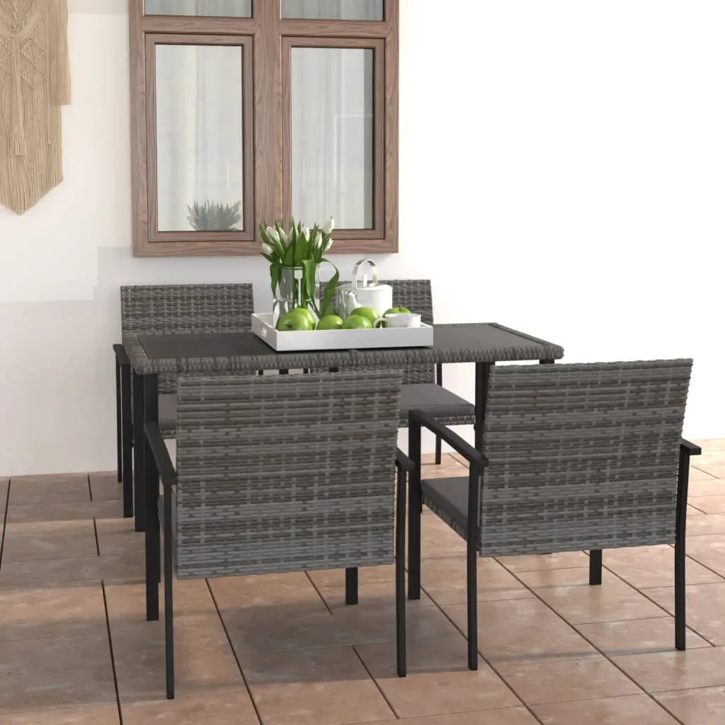 vidaXL Set da Pranzo da Giardino 5 pz in Polyrattan Grigio