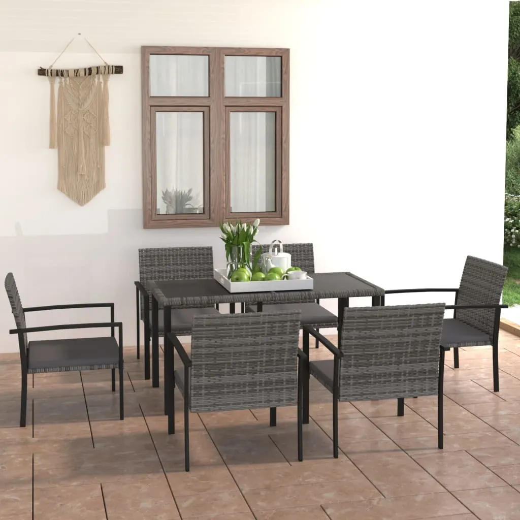 vidaXL Set da Pranzo da Giardino 7 pz in Polyrattan Grigio