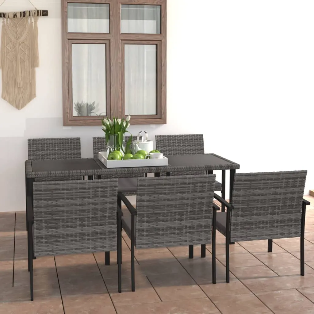 vidaXL Set da Pranzo da Giardino 7 pz in Polyrattan Grigio