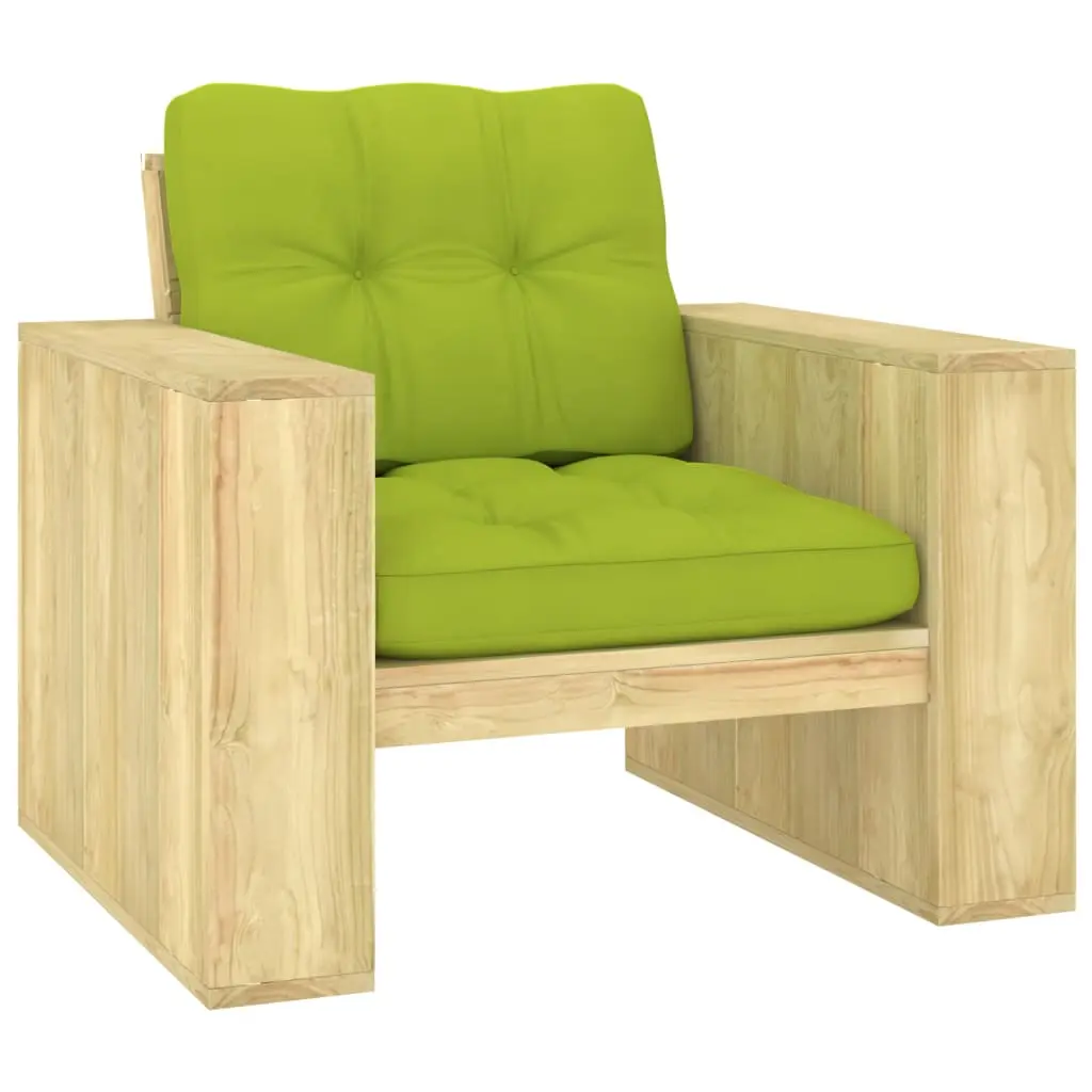 Sedia da Giardino Cuscini Verde Chiaro Legno Pino Impregnato