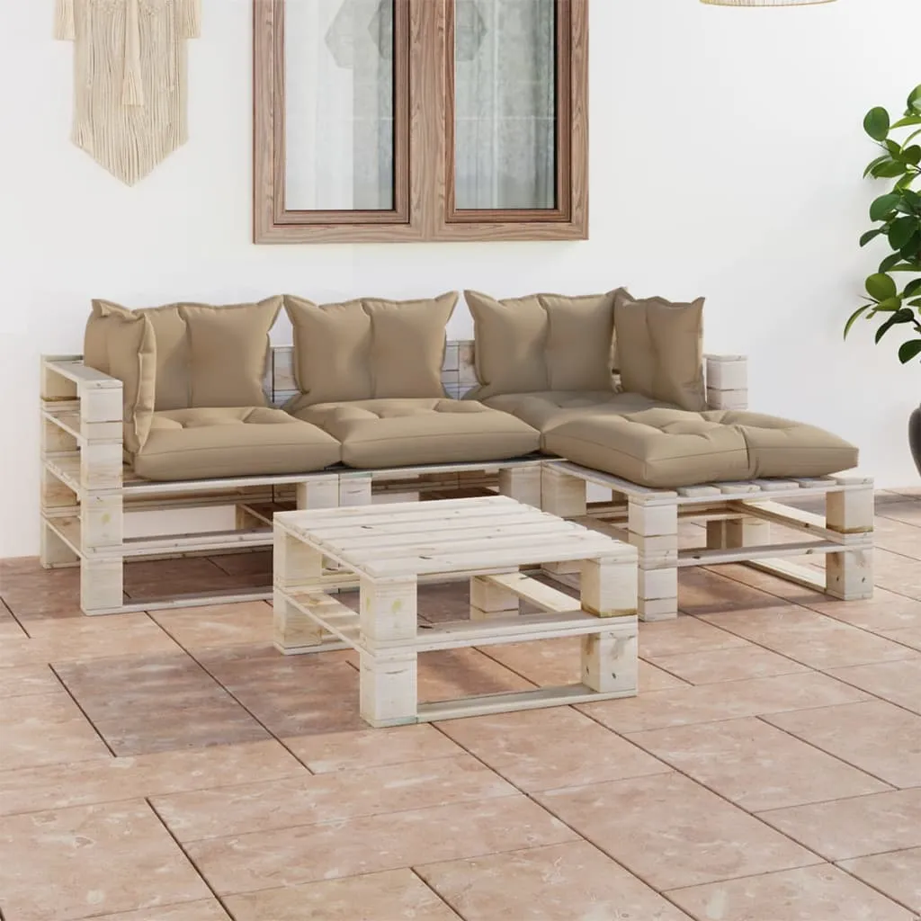 vidaXL Set Salotto Giardino su Pallet Cuscini 5 pz in Legno di Pino