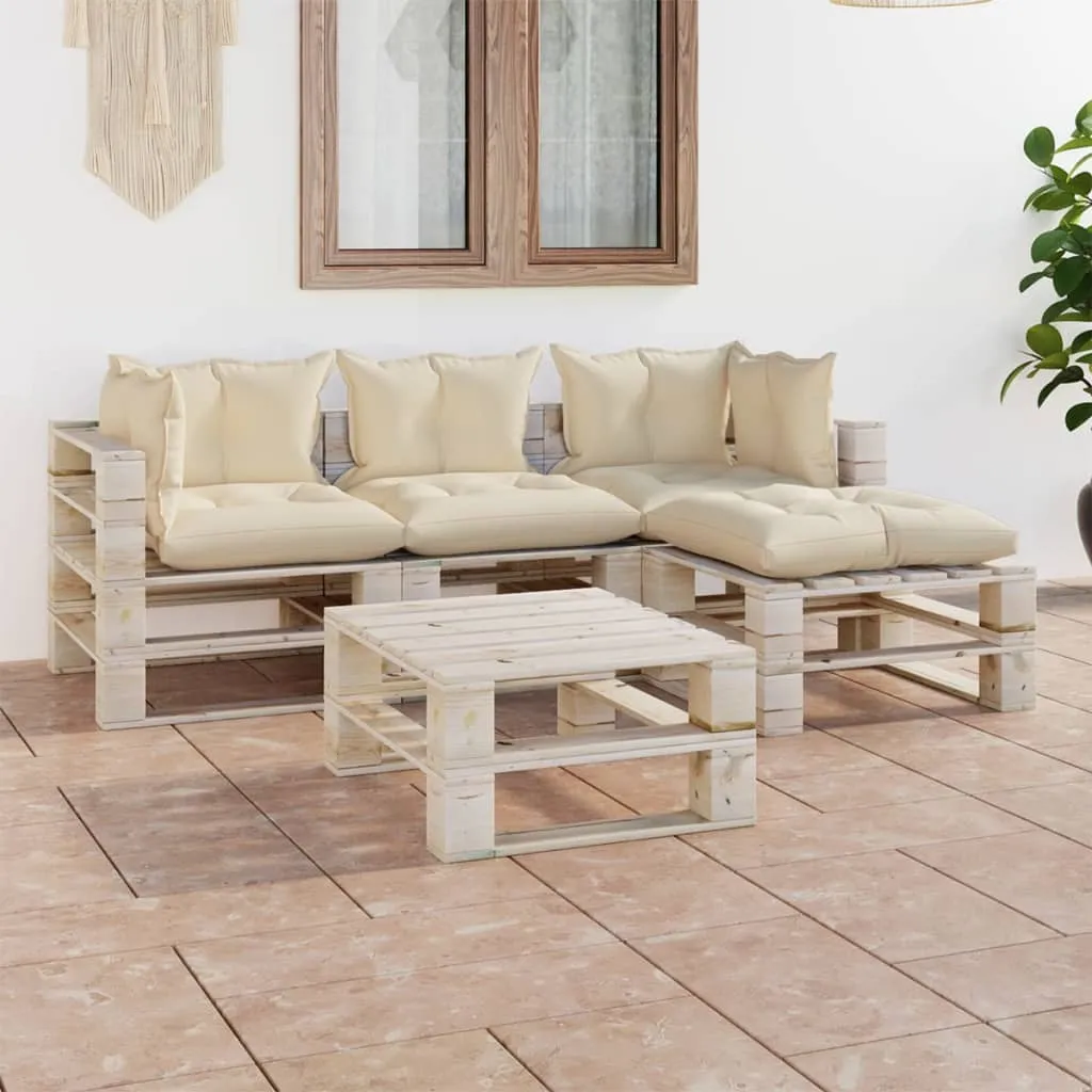 vidaXL Set Salotto Giardino su Pallet Cuscini 5 pz in Legno di Pino