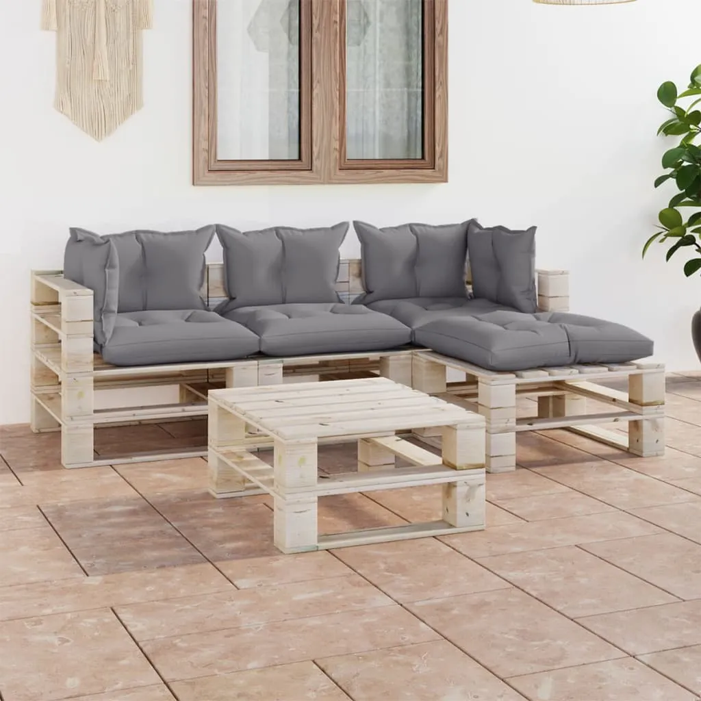 vidaXL Set Salotto Giardino su Pallet Cuscini 5 pz in Legno di Pino