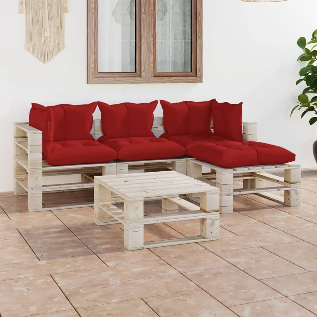 vidaXL Set Salotto Giardino su Pallet Cuscini 5 pz in Legno di Pino