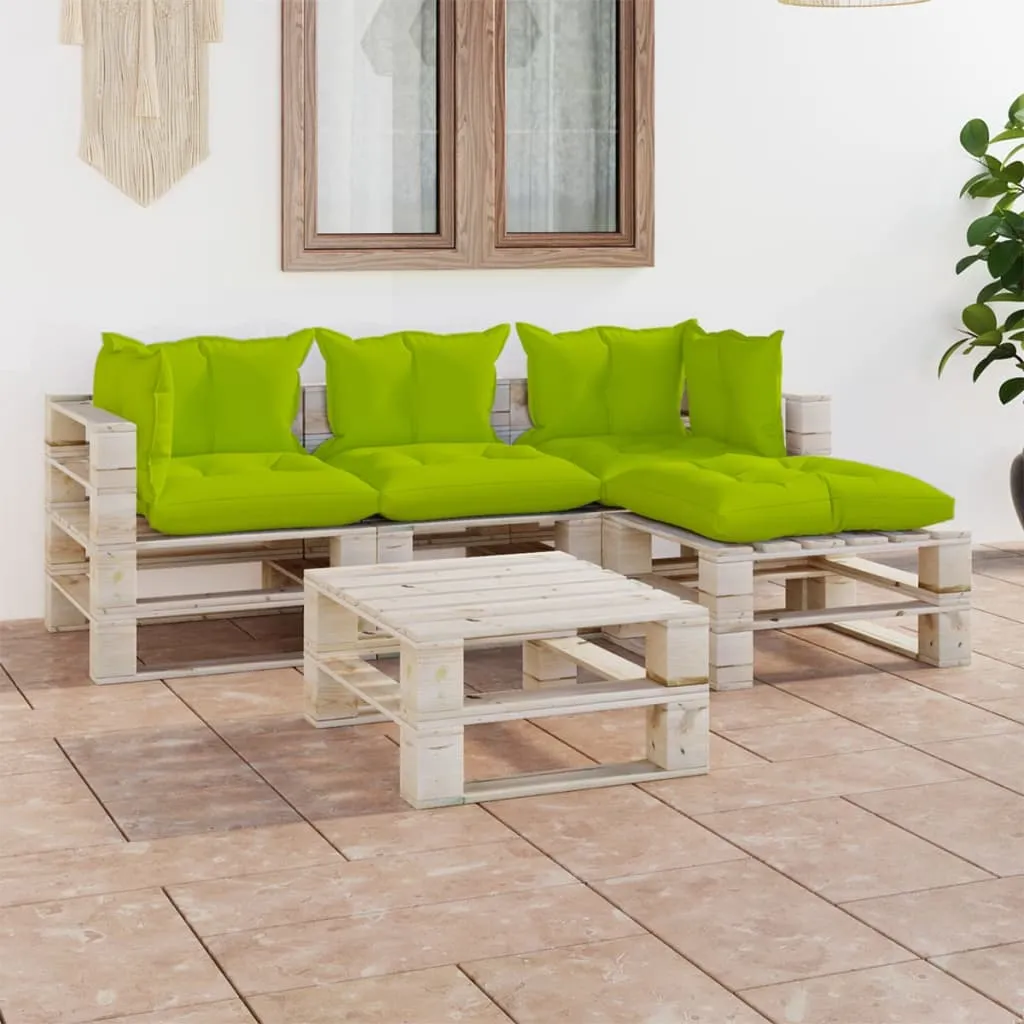 vidaXL Set Salotto Giardino su Pallet Cuscini 5 pz in Legno di Pino