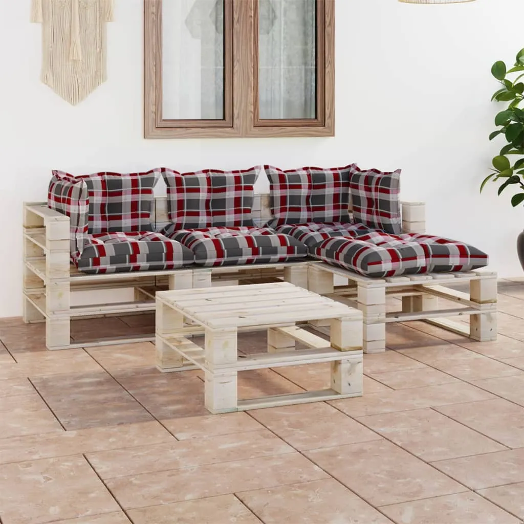 vidaXL Set Salotto Giardino su Pallet Cuscini 5 pz in Legno di Pino