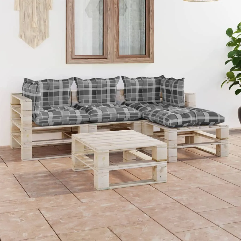 vidaXL Set Salotto Giardino su Pallet Cuscini 5 pz in Legno di Pino